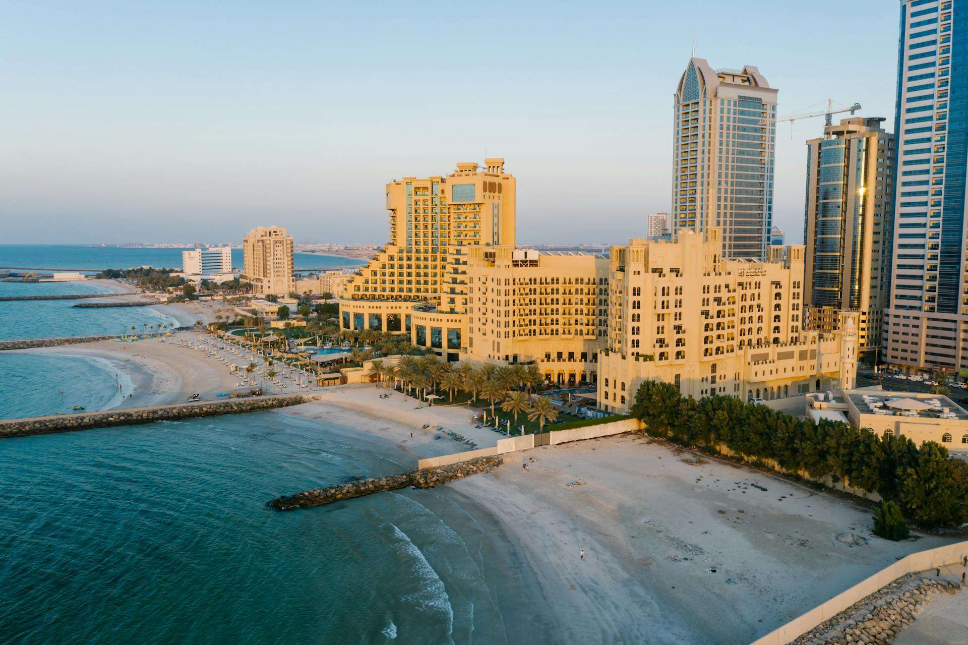 Hotels in Ajman Emirate — Ajman Corniche beachfront, Al Zorah mangroves, heritage areas, practical city stays and Masfout inland scenery